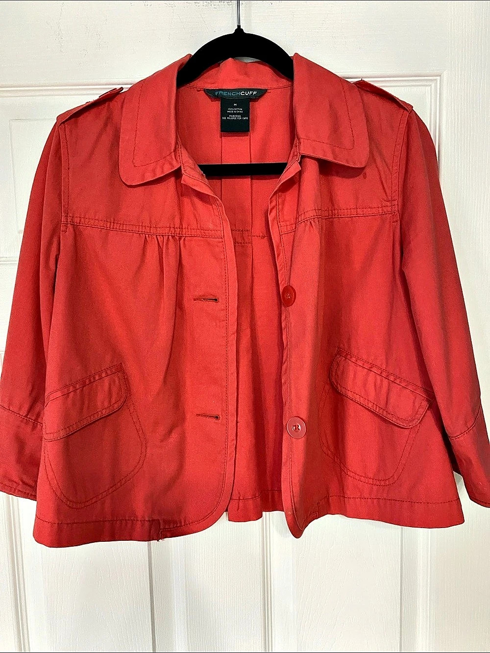 French Cuff Cotton Utility Jacket in Coral Size Medium good condition